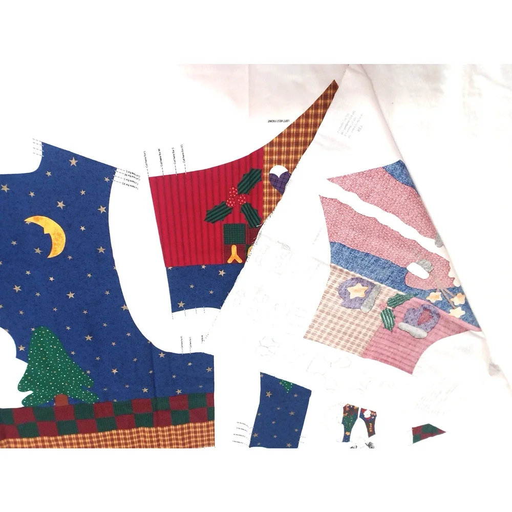 VTG Cranston Christmas Holiday Vest Santa Panel Cotton Fabric Snowman XS-L